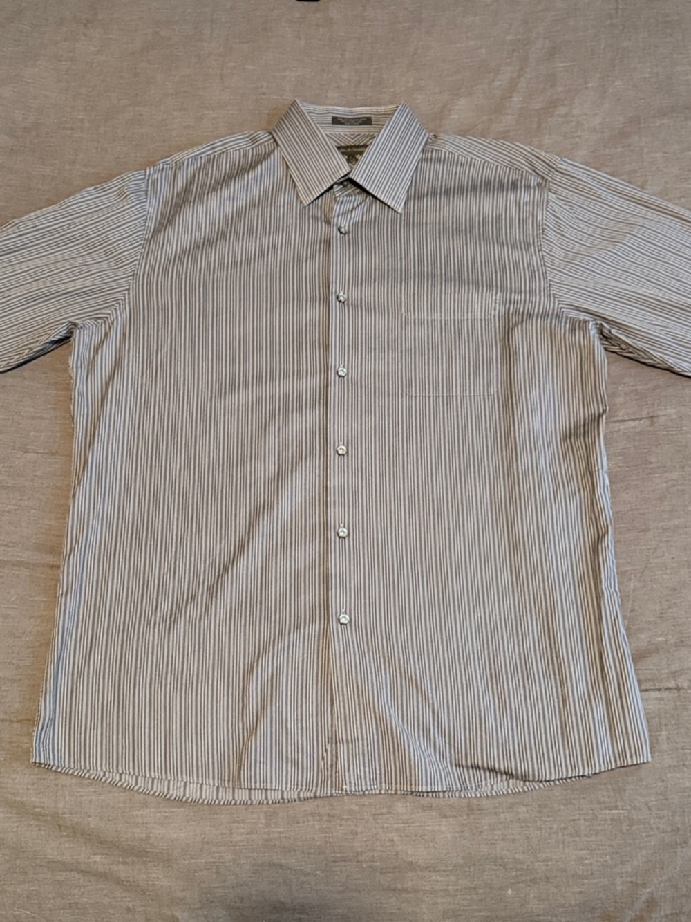 John W. Nordstrom White and Gray Striped Dress Shirt